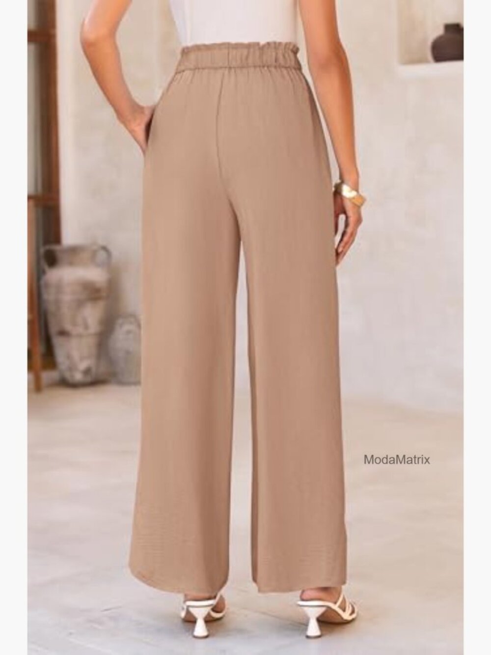 Wide Leg Cargo Pants High Waisted Palazzo Work Trousers Loose Fit - Picture 2 of 7